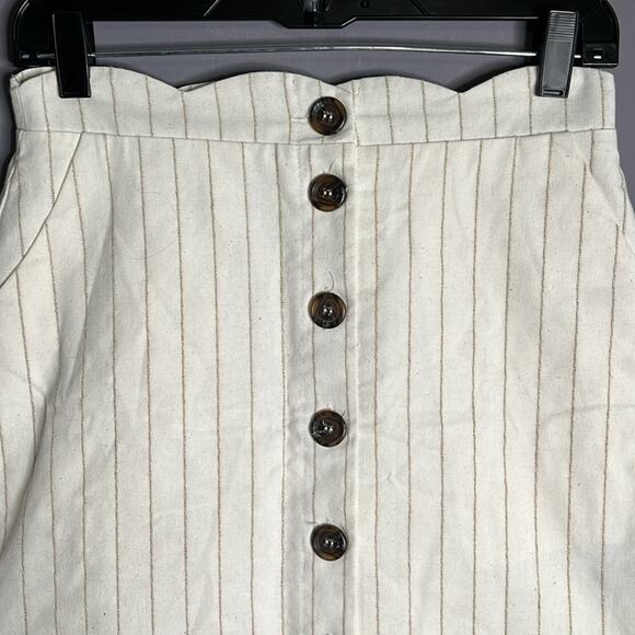 Altar’d State White Striped Mini Skirt Buttoned Front Size Small - Picture 2 of 9